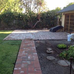 Stone path and terrace are laid