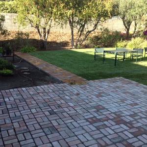 Stone path and terrace are laid